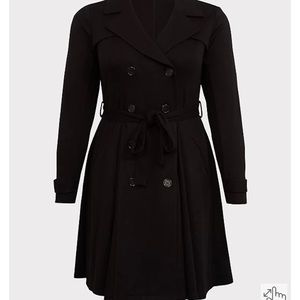 Torrid Black Brushed Premium Ponte Double Breasted Swing Trench Coat - Size 4